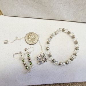 SET! ALL 925 Dragonfly Necklace with 925 Bead Bracelet and 925 Earrings SET!